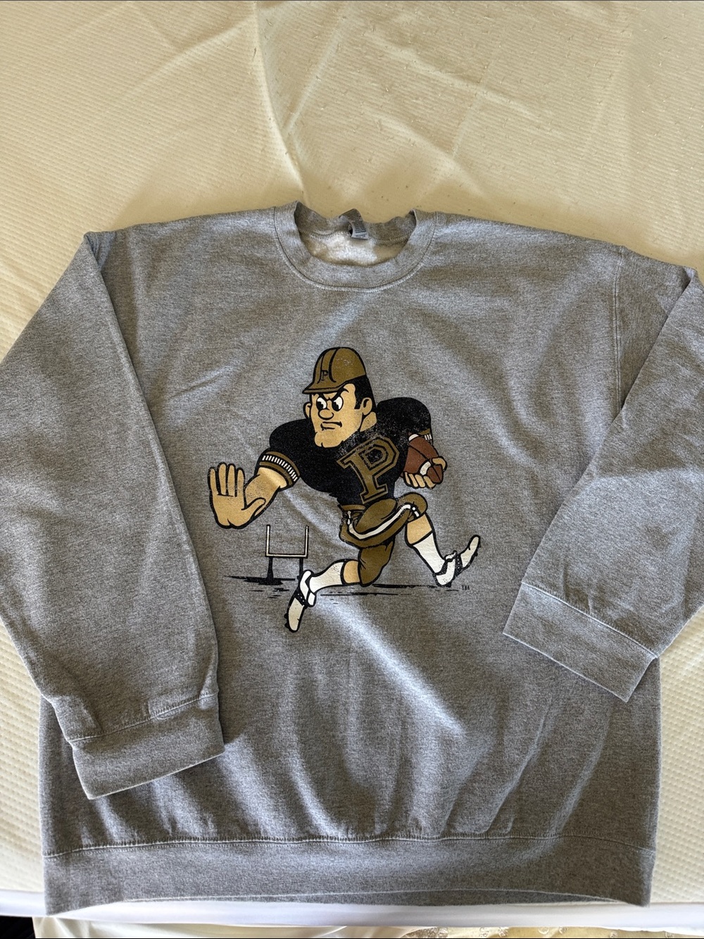 UNISEX Gray Graphic Pullover Sweatshirt with Purdue Football Mascot